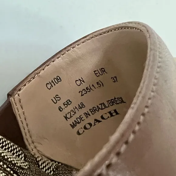 Coach Tan and Gold Logo Slides