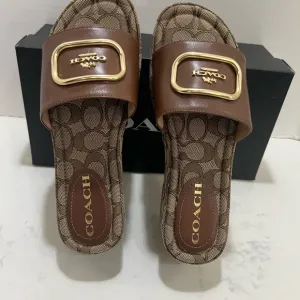 Coach Tan and Gold Logo Slides