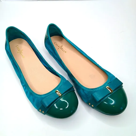 Cole Haan Air Turquiose Gold Ballet Monica Flats Size 8.5 B