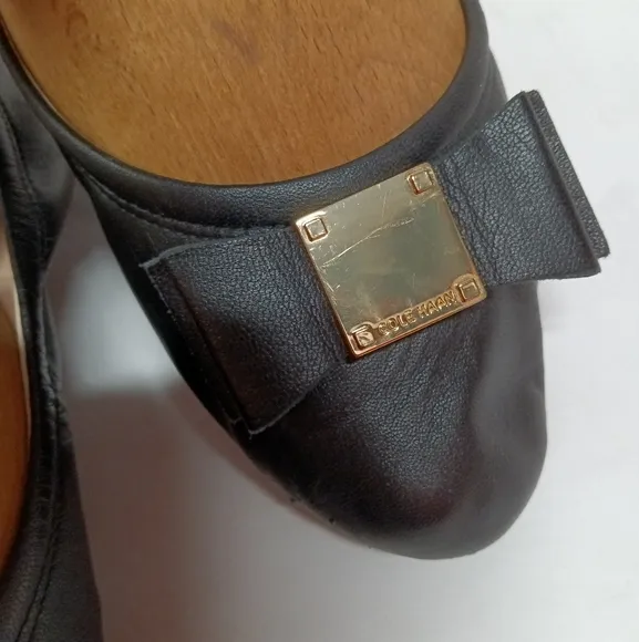 COLE-HAAN Grand OS  Genuine Leather Ballet Flats with Gold Accent