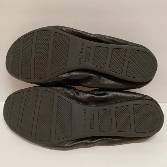 COLE-HAAN Grand OS  Genuine Leather Ballet Flats with Gold Accent
