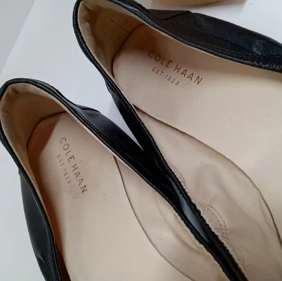COLE-HAAN Grand OS  Genuine Leather Ballet Flats with Gold Accent