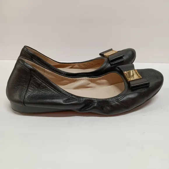 COLE-HAAN Grand OS  Genuine Leather Ballet Flats with Gold Accent