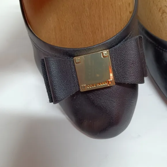 COLE-HAAN Grand OS  Genuine Leather Ballet Flats with Gold Accent