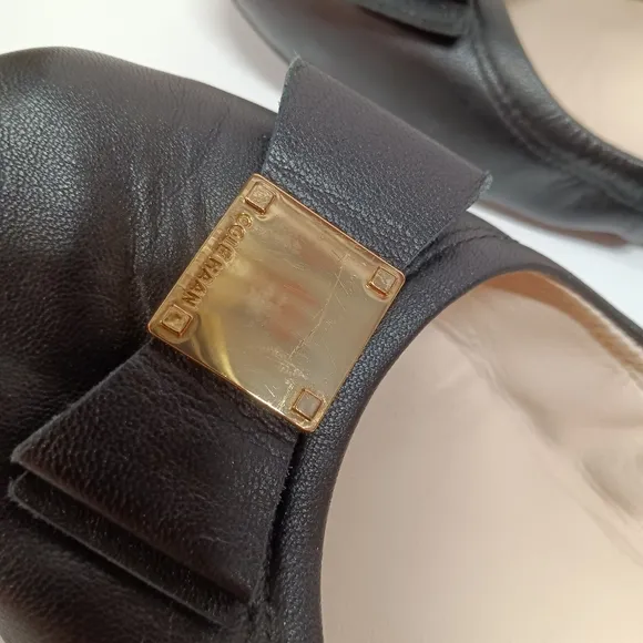COLE-HAAN Grand OS  Genuine Leather Ballet Flats with Gold Accent