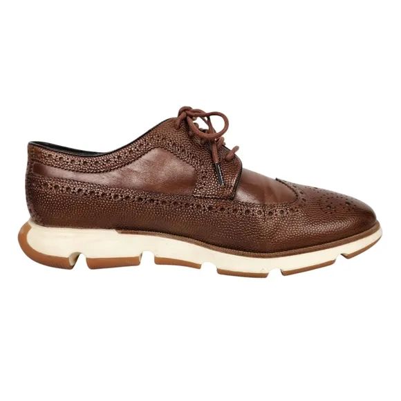Cole Haan GrandZero Longwing Derby Brown Leather Wingtip Brogue Men's Size 9