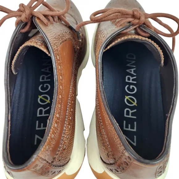 Cole Haan GrandZero Longwing Derby Brown Leather Wingtip Brogue Men's Size 9