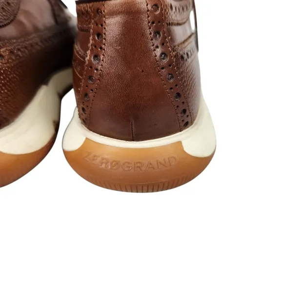 Cole Haan GrandZero Longwing Derby Brown Leather Wingtip Brogue Men's Size 9