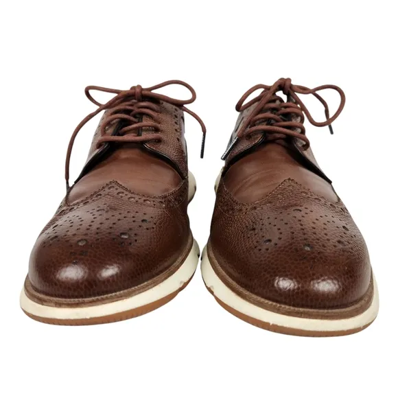 Cole Haan GrandZero Longwing Derby Brown Leather Wingtip Brogue Men's Size 9