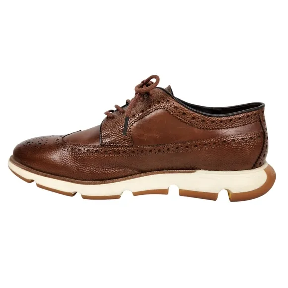 Cole Haan GrandZero Longwing Derby Brown Leather Wingtip Brogue Men's Size 9