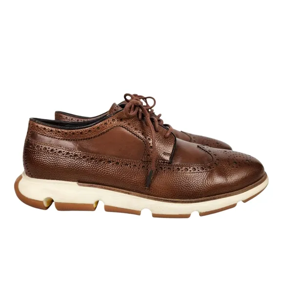 Cole Haan GrandZero Longwing Derby Brown Leather Wingtip Brogue Men's Size 9