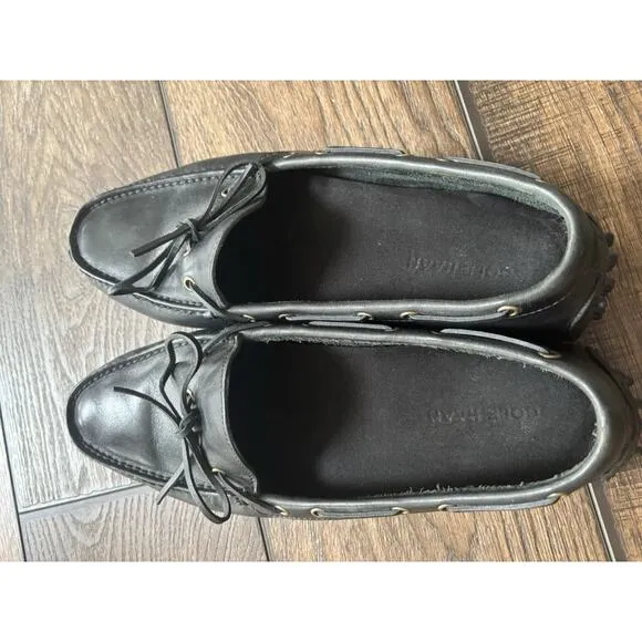Cole Haan Gunnison II Black Leather Preppy Comfort Shoes 10.5 M Slip On Loafers