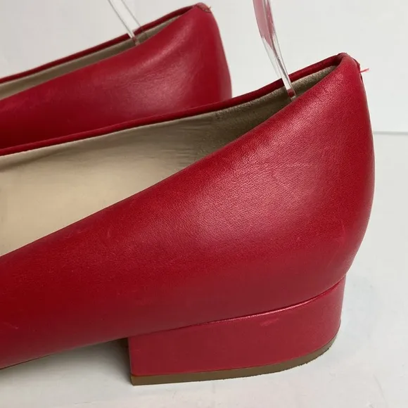 Cole Haan Leah Skimmer Pointed Toe Scallop Cut-outs Flats Size 11 Tango Red Work