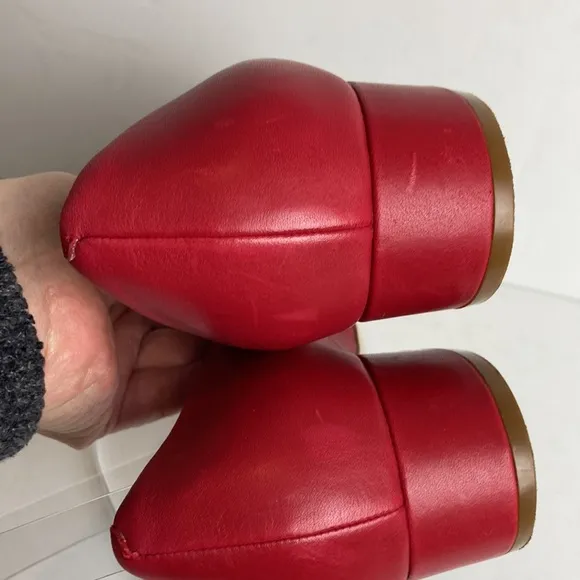 Cole Haan Leah Skimmer Pointed Toe Scallop Cut-outs Flats Size 11 Tango Red Work