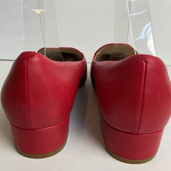 Cole Haan Leah Skimmer Pointed Toe Scallop Cut-outs Flats Size 11 Tango Red Work