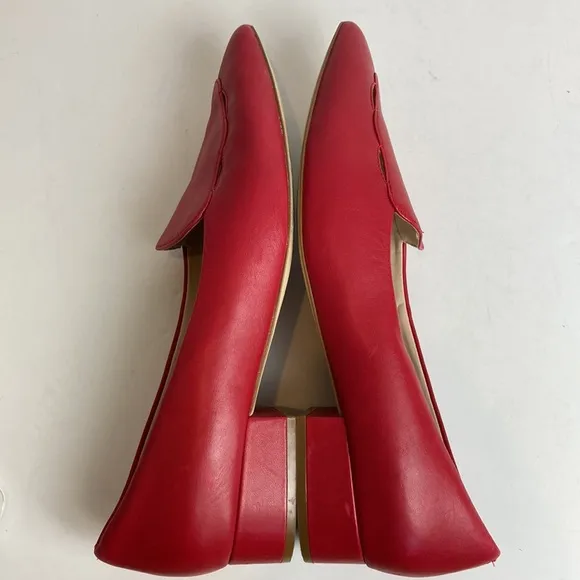 Cole Haan Leah Skimmer Pointed Toe Scallop Cut-outs Flats Size 11 Tango Red Work