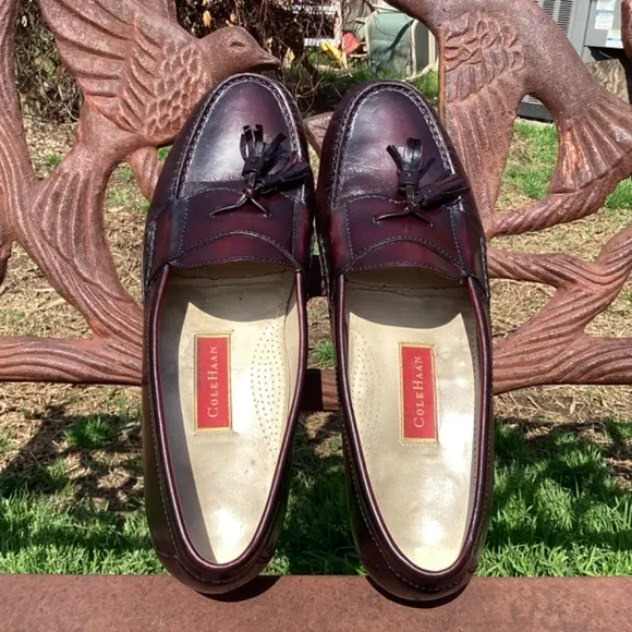 Cole Haan Mahogany Brown Leather Tassel Loafers