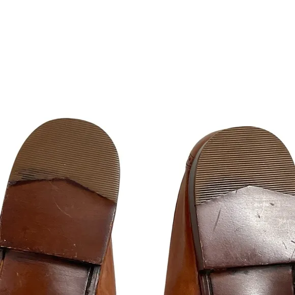 Cole Haan Men's Cognac Leather Bowed Tassel Fringe Leather Slip On Loafers Sz 9