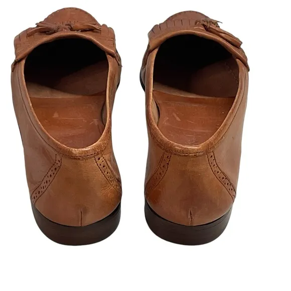 Cole Haan Men's Cognac Leather Bowed Tassel Fringe Leather Slip On Loafers Sz 9