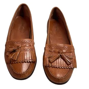 Cole Haan Men's Cognac Leather Bowed Tassel Fringe Leather Slip On Loafers Sz 9
