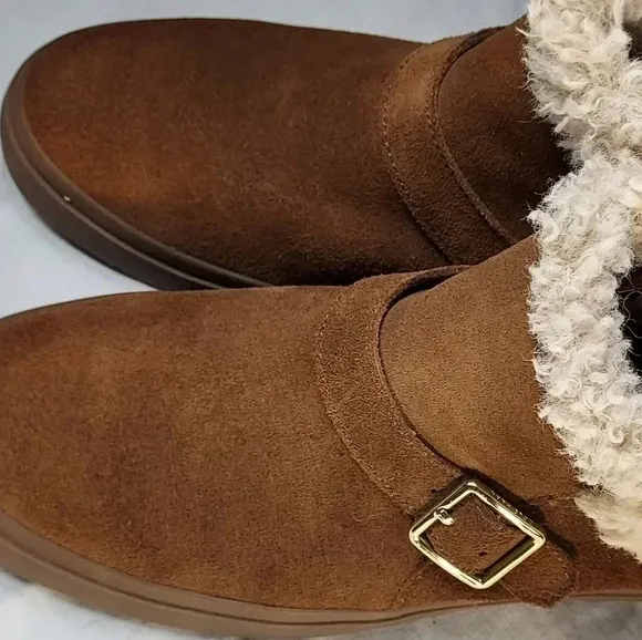 Cole Haan Nantucket Cozy Ankle Fur Buckle Strap Cowhide Like Fabric Women Boot 7