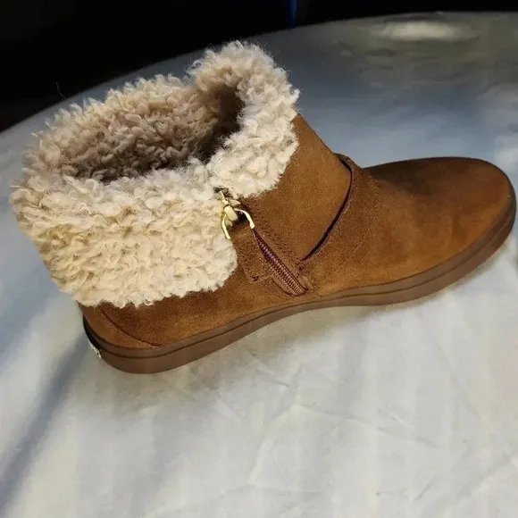 Cole Haan Nantucket Cozy Ankle Fur Buckle Strap Cowhide Like Fabric Women Boot 7