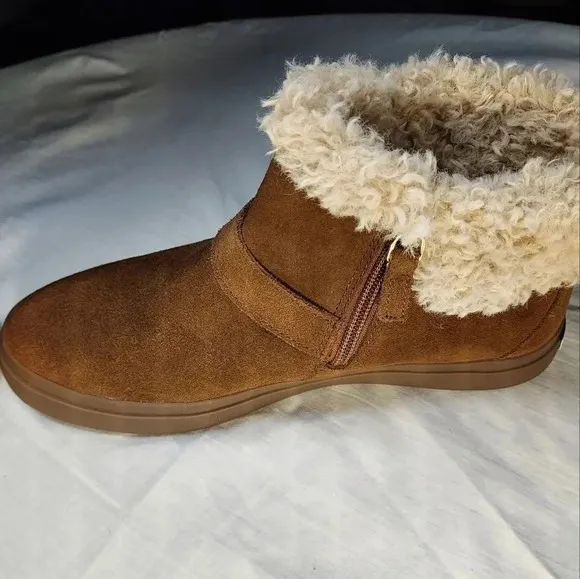 Cole Haan Nantucket Cozy Ankle Fur Buckle Strap Cowhide Like Fabric Women Boot 7