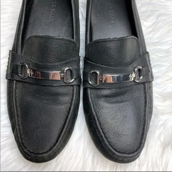 Cole Haan Somerset Black Leather Buckle Loafers 10