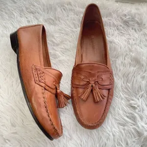 Cole Haan Tan Leather Tasseled Slip On Loafers size 9 Made in Italy