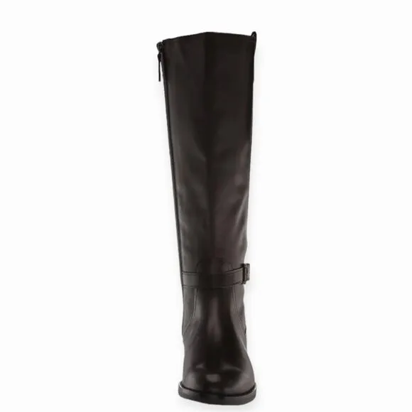 COLE HAAN Women's CAPE Stretch Mid Calf Flats Riding Boots Black Size 5.5