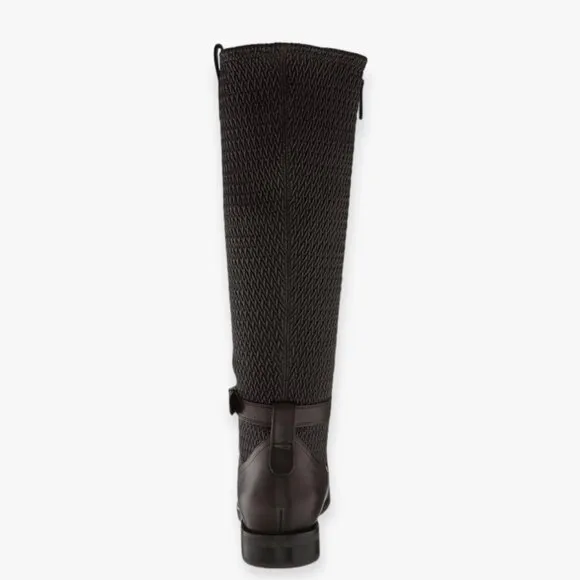 COLE HAAN Women's CAPE Stretch Mid Calf Flats Riding Boots Black Size 5.5