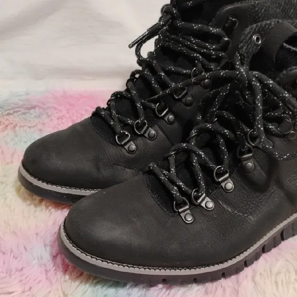 Cole Haan Worn 1x ZeroGrand Waterproof Black Leather Hiker Boots Sz.9 #52