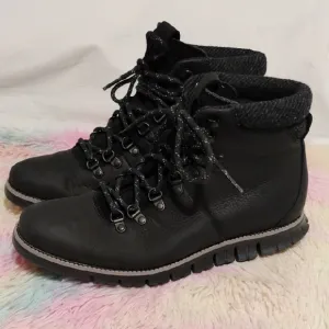 Cole Haan Worn 1x ZeroGrand Waterproof Black Leather Hiker Boots Sz.9 #52