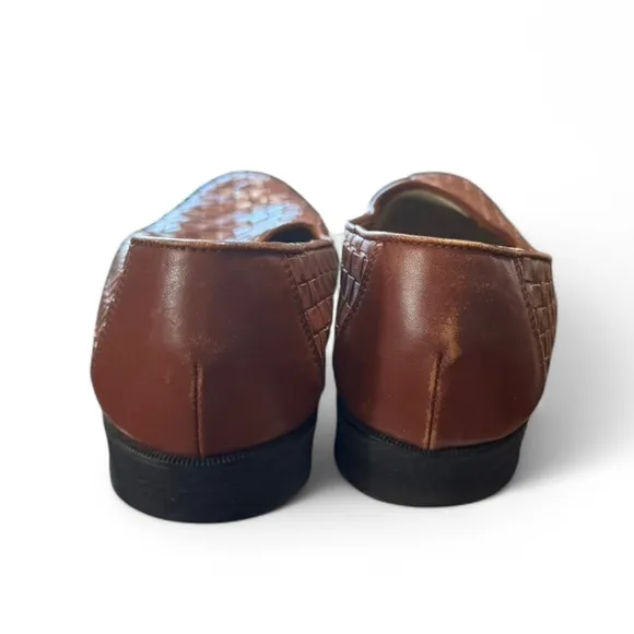 Cole Haan Woven Vintage Leather Flats Brown Loafers Size 9.5 AA