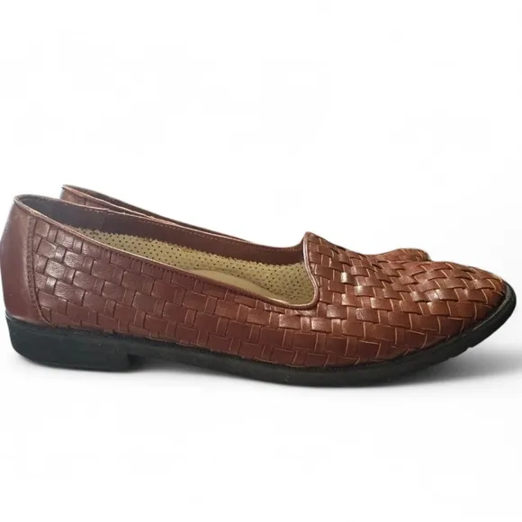 Cole Haan Woven Vintage Leather Flats Brown Loafers Size 9.5 AA