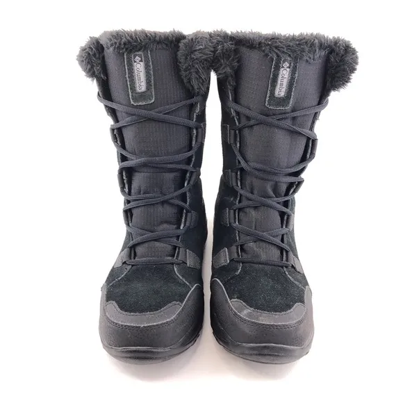 Columbia Ice Maiden II Black Leather Winter Snow Boots 8