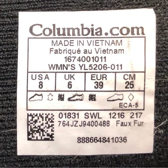 Columbia Ice Maiden II Black Leather Winter Snow Boots 8