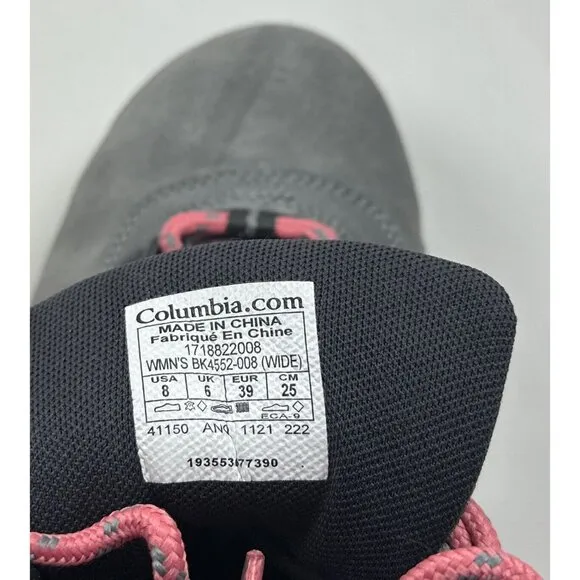 Columbia Newton Ridge Plus Waterproof Amped Women 8 Wide Gray Hiking Boots New