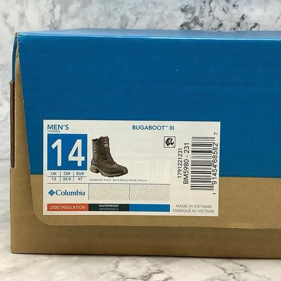 Columbia Size 14 Cordovan Rusty Bugaboot III Boots Waterproof Leather BR7-9