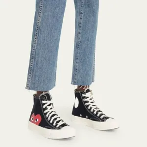 COMME des GARCONS PLAY Converse Chuck Taylor High Tops in Black 5 New With Box