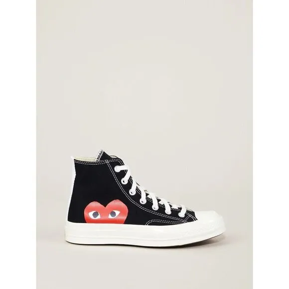 COMME des GARCONS PLAY Converse Chuck Taylor High Tops in Black 5 New With Box
