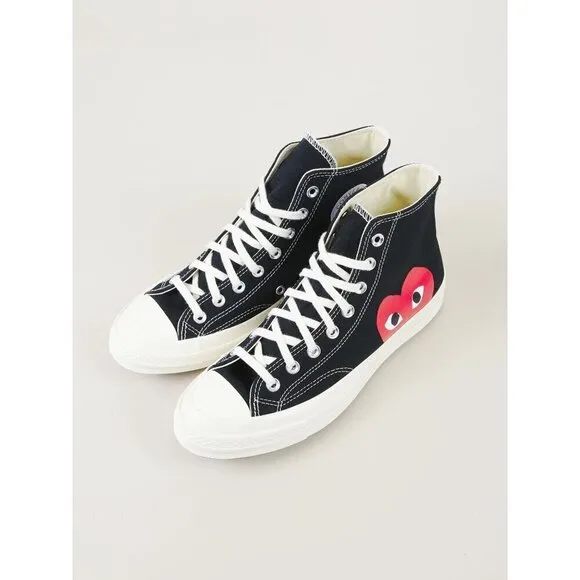 COMME des GARCONS PLAY Converse Chuck Taylor High Tops in Black 5 New With Box
