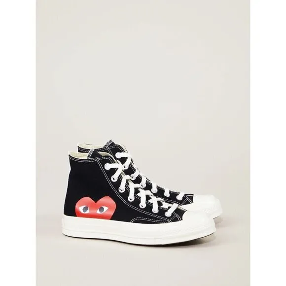 COMME des GARCONS PLAY Converse Chuck Taylor High Tops in Black 5 New With Box