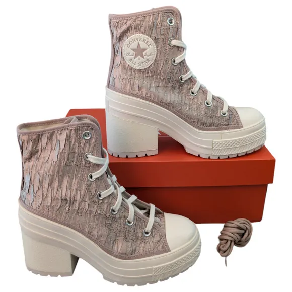 Converse Chuck 70 De Luxe Heel Platform Sneaker Satin Pink Chaotic Neutral 7 NEW
