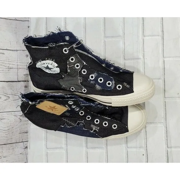 Converse Chuck Taylor All Star Denim Stitch Black Char Parch Sneakers MENS SZ 7