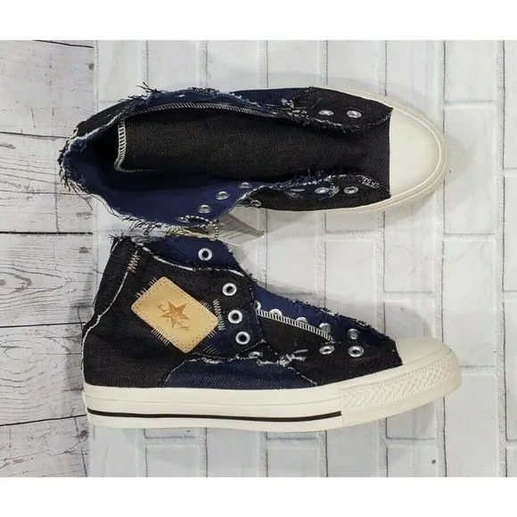 Converse Chuck Taylor All Star Denim Stitch Black Char Parch Sneakers MENS SZ 7