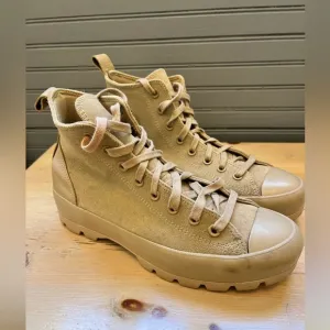 Converse Chuck Taylor All Star High Khaki Leather Lugged Boots Women Size 10.5