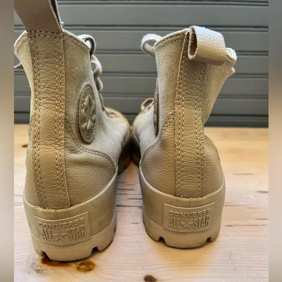 Converse Chuck Taylor All Star High Khaki Leather Lugged Boots Women Size 10.5