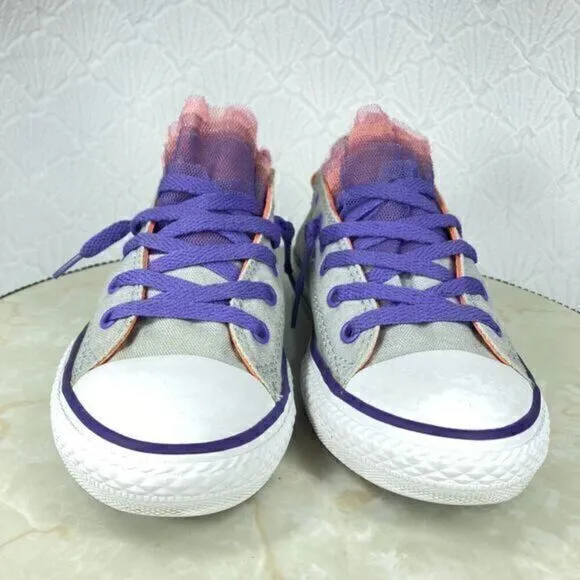 Converse Chuck Taylor All-Star Tulle Tongue Sneakers Girl's 5 Low-top Rare Shoes