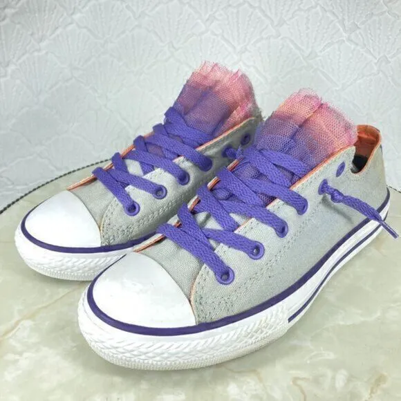 Converse Chuck Taylor All-Star Tulle Tongue Sneakers Girl's 5 Low-top Rare Shoes